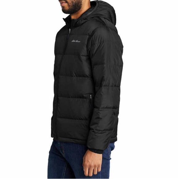 NEW Eddie Bauer Men's Wide Channel Hooded EB650 Down Jacket Black XXL - Picture 2 of 7